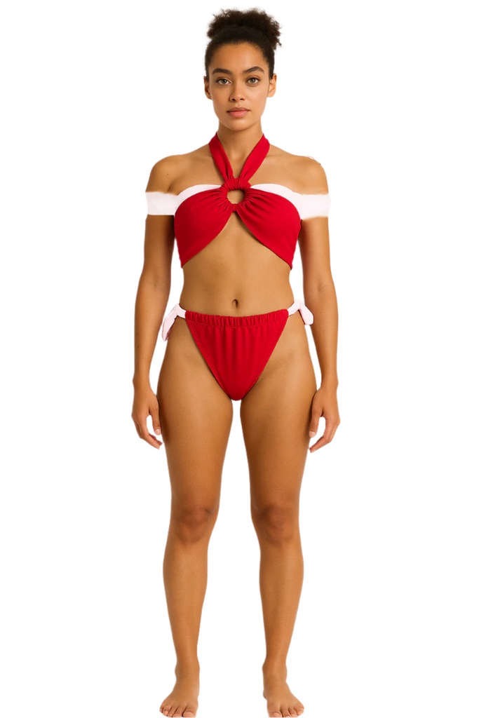 Chic Women's Red Tie-Front Two Piece Lia Bikini Set front