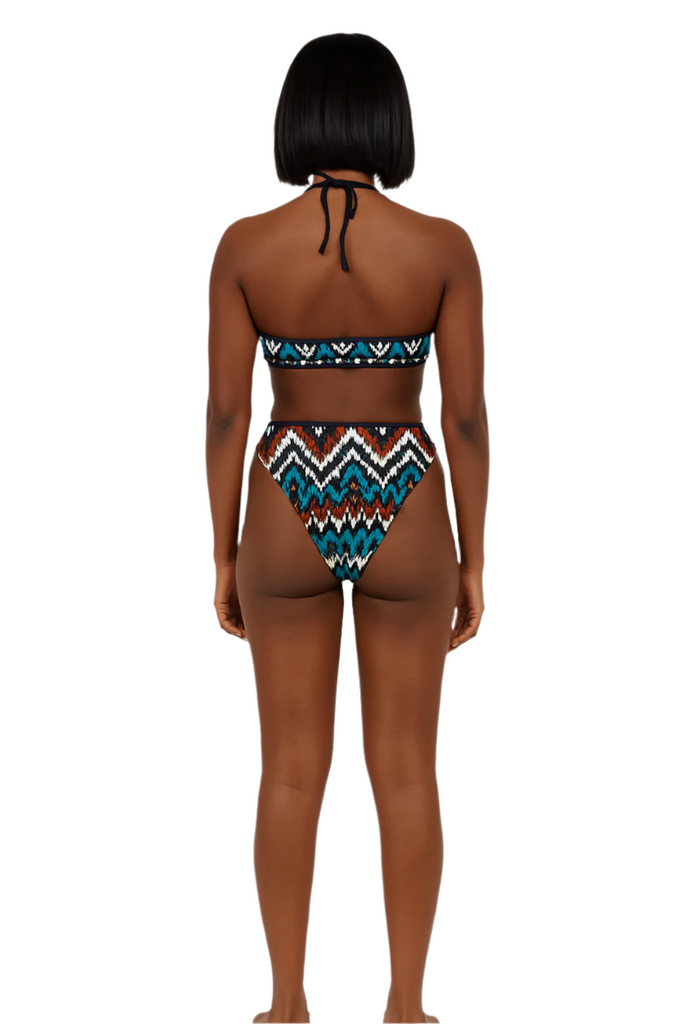 Geometric Print Halter Neck Bikini: Nikki Two-Piece Printed Bikini Set for Women back 