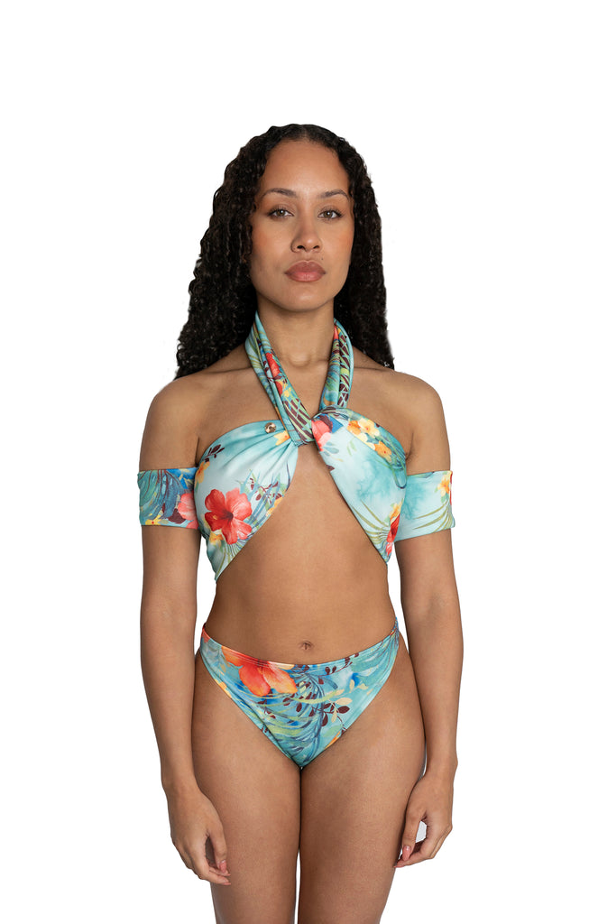 Tropical Escape Floral Bikini Set close up 