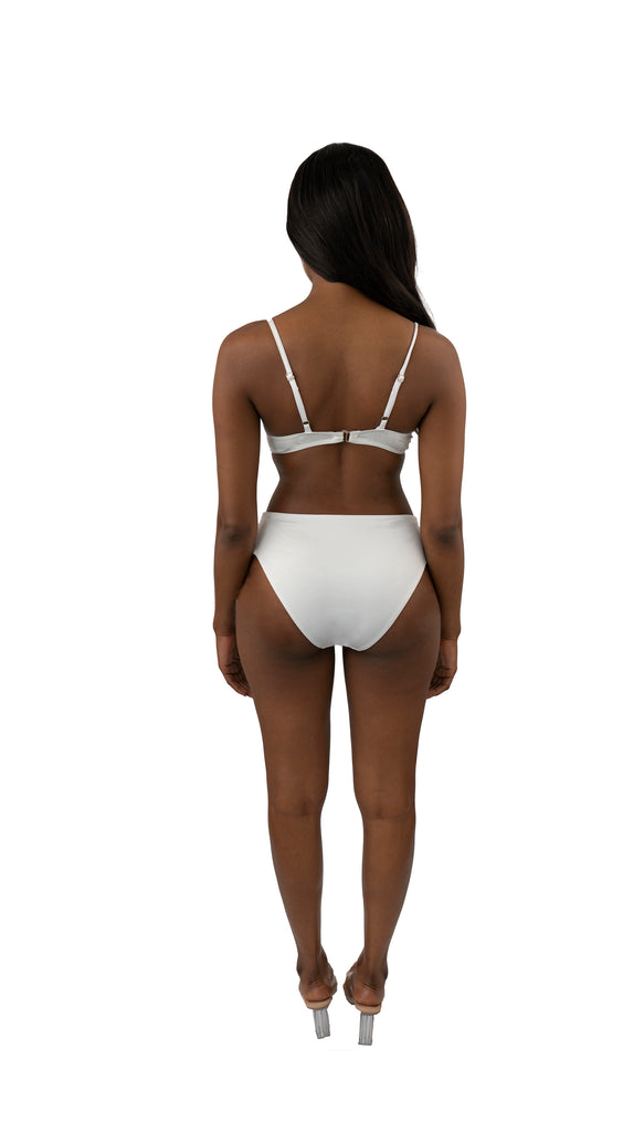 Stylish White High-Waisted- Mira Bikini Set with Strappy Details back