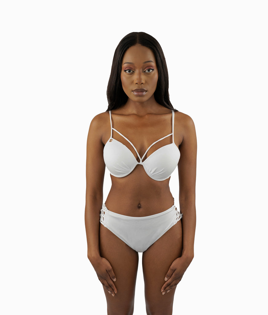 Stylish White High-Waisted | Mira Bikini close up